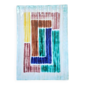 Plat apéro rectangulaire vintage en céramique géométrique - Années 50