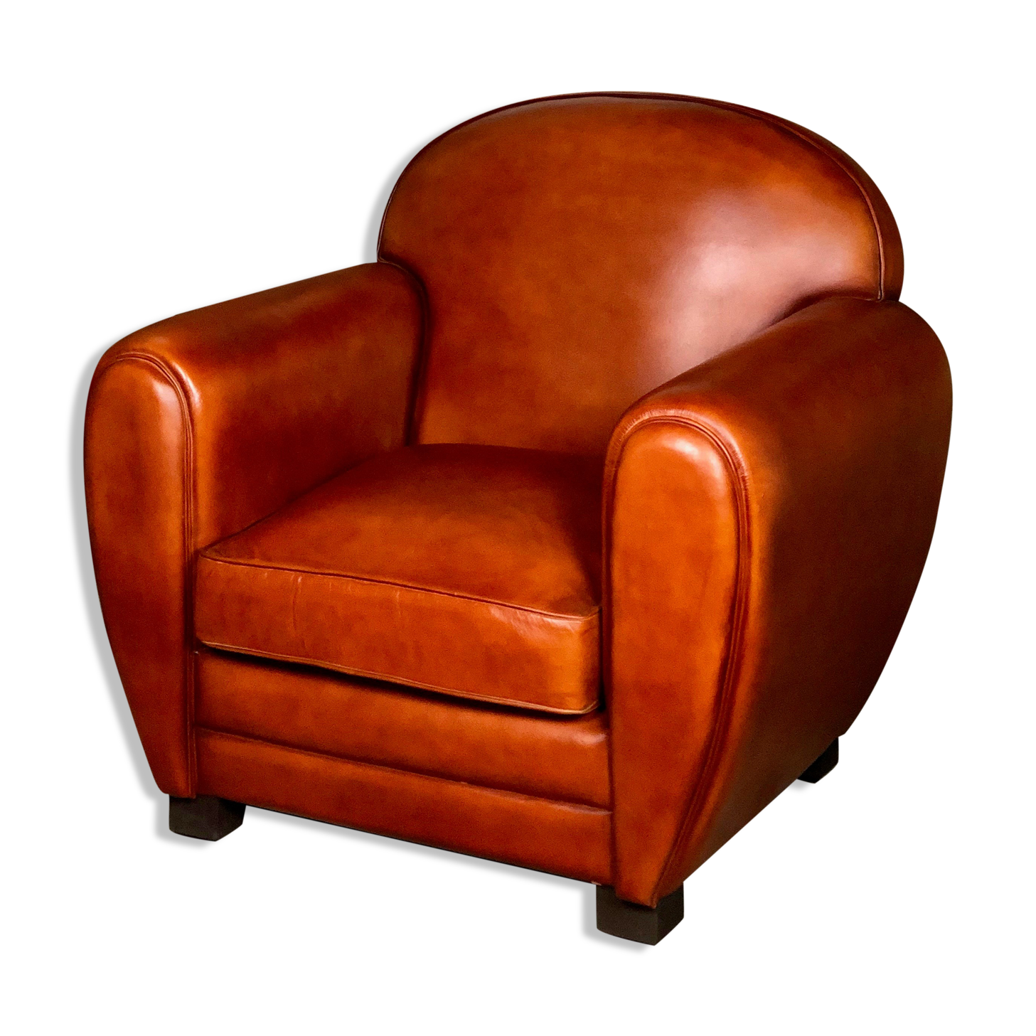 Vintage club armchair in camel leather