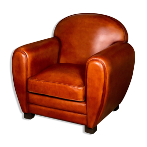fauteuil club vintage en cuir camel