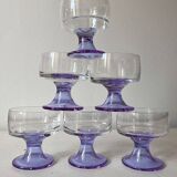 Set of 6 purple footed champagne glasses