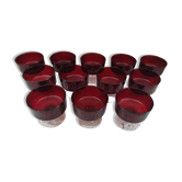 Lot de 12 coupes à champagne vintage Luminarc France modèle Suède Rubis