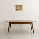 Custom-made solid walnut dining table with 4 extensions, for 6 to 16 people