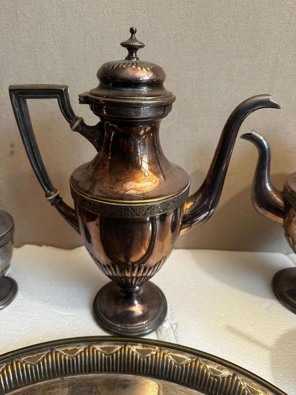 WMF antique silver-plated tea and coffee service AS Alpacca + tray – deb