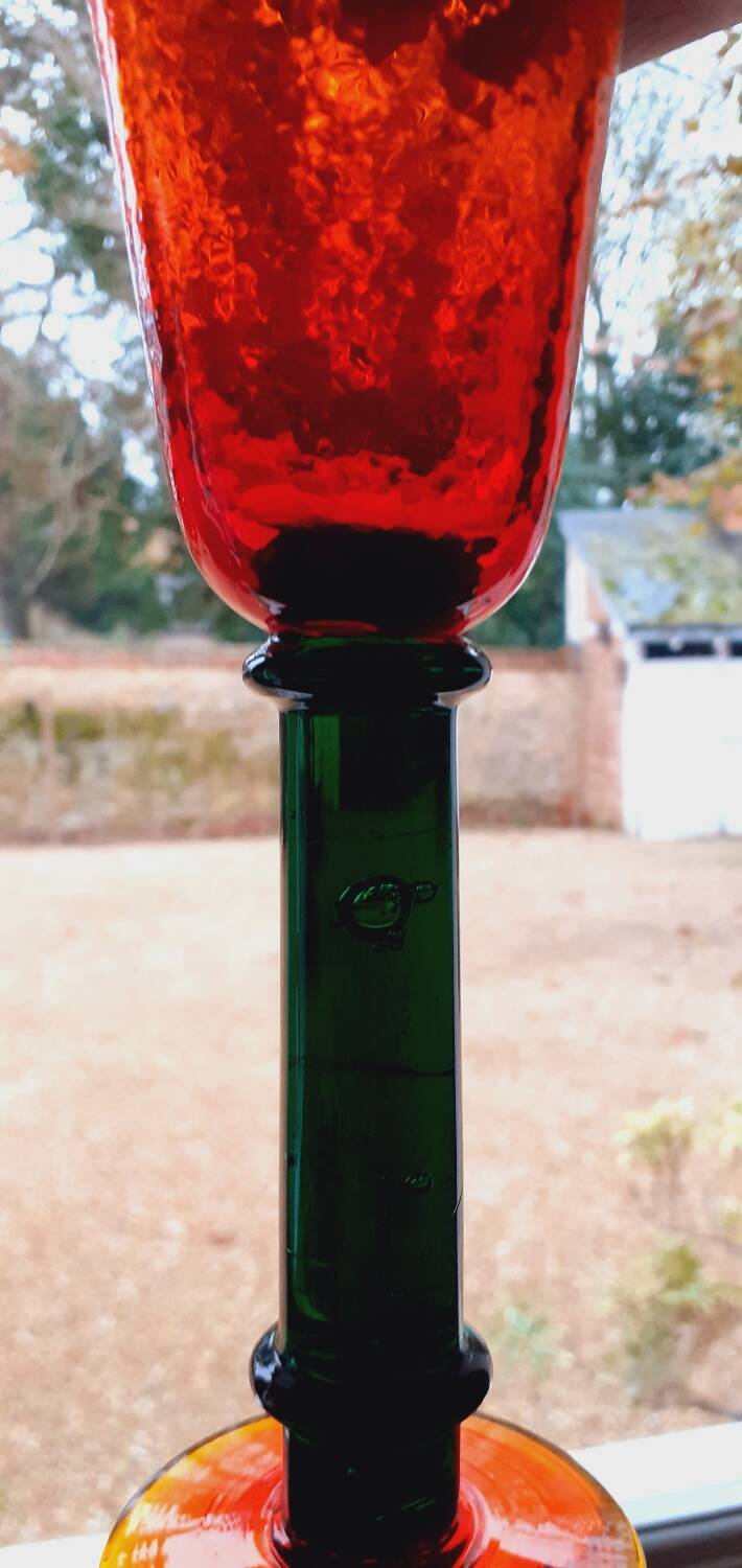 80s Memphis style glass footed vase