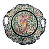 Plat / Vide Poche en Faïence Massé Frères- Decor en Relief Dragon et F