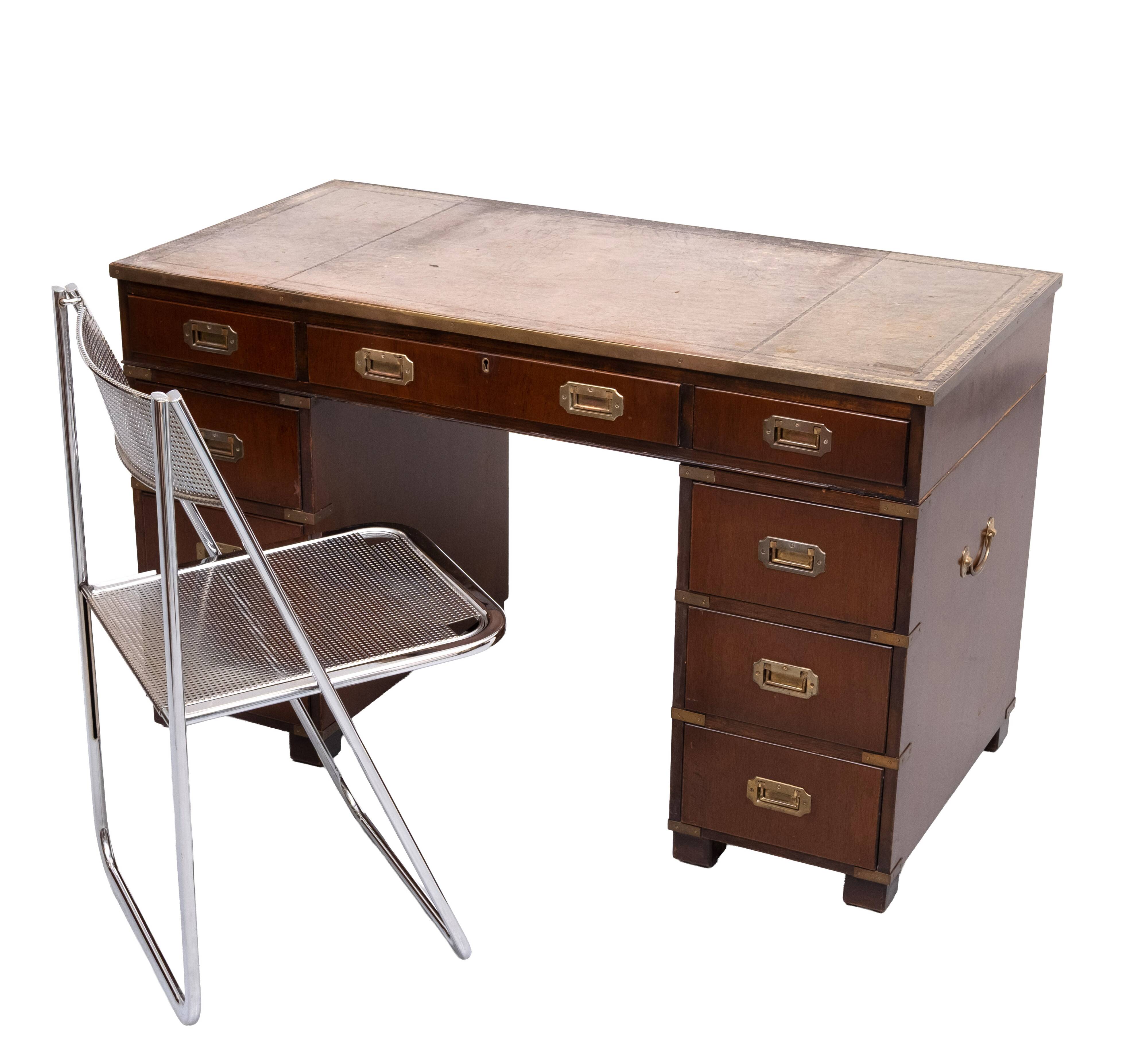 Mahogany Campaign Desk by N. Norton LTD England