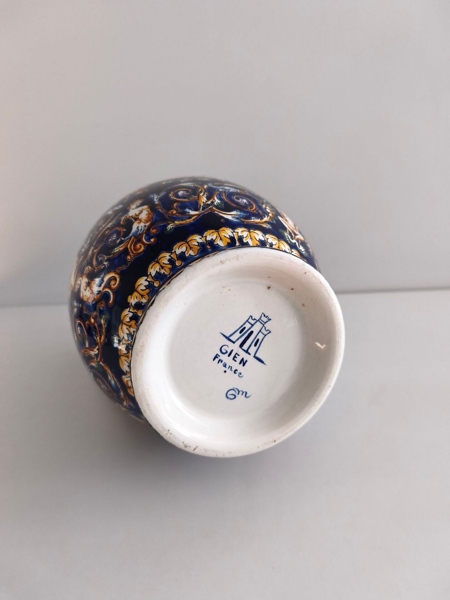 Grand pichet / Broc / Cruche en faïence de Gien - Renaissance Bleu (26