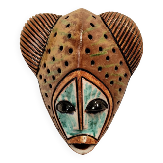 Vintage ceramic and terracotta mask signed