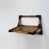 Pair of vintage 1950s rattan bedside shelves