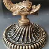 Pair of Art Nouveau style Koi Carp Candlesticks. In old gold patinated bronze.