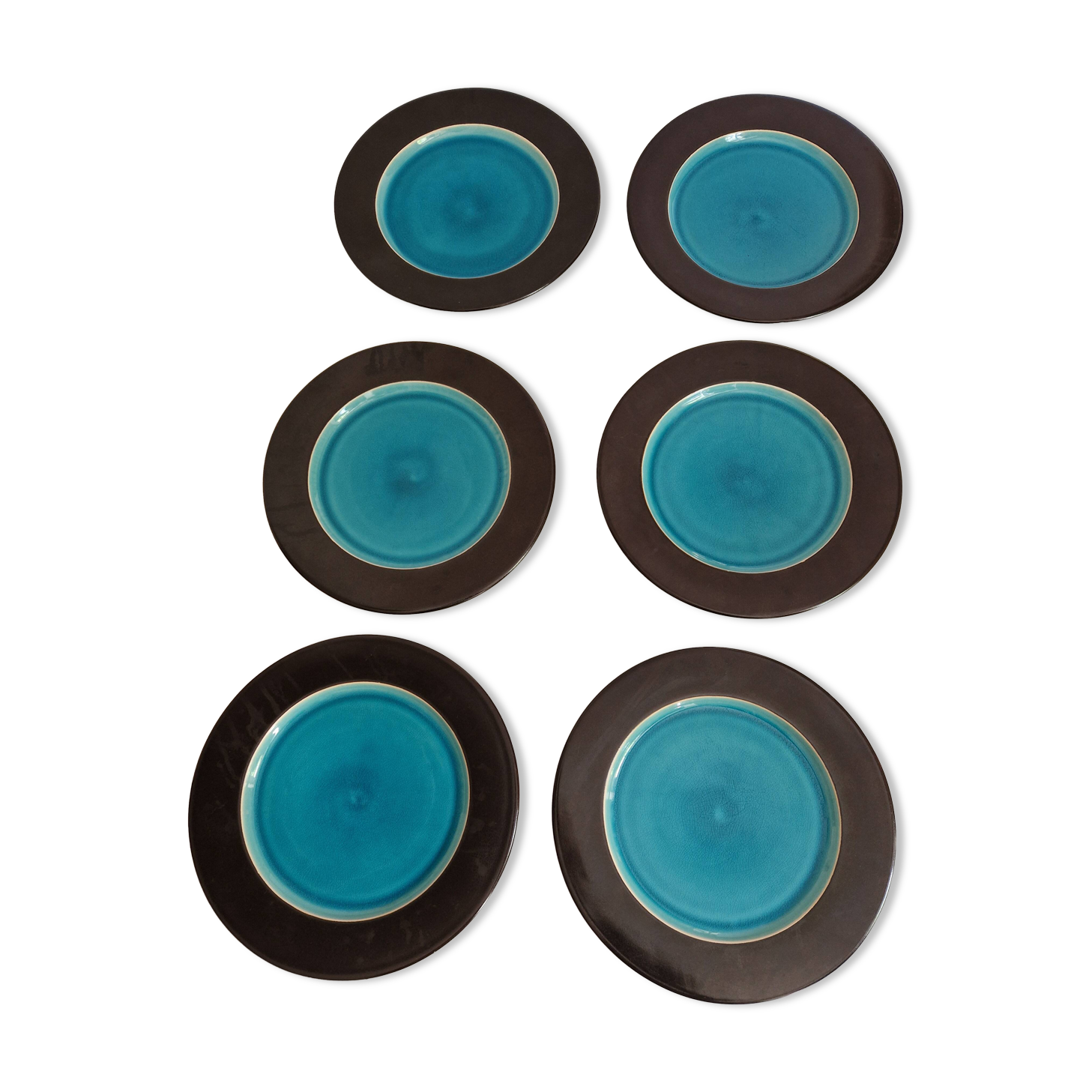 Set of 6 Flat Plates Geneviève Lethu Model Salomé