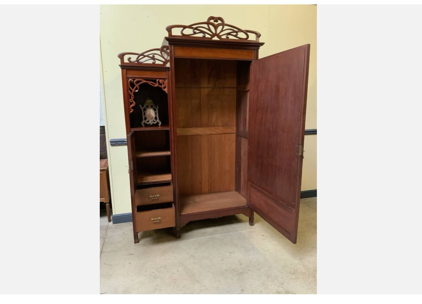 Antique Art Nouveau wardrobe, linen cupboard