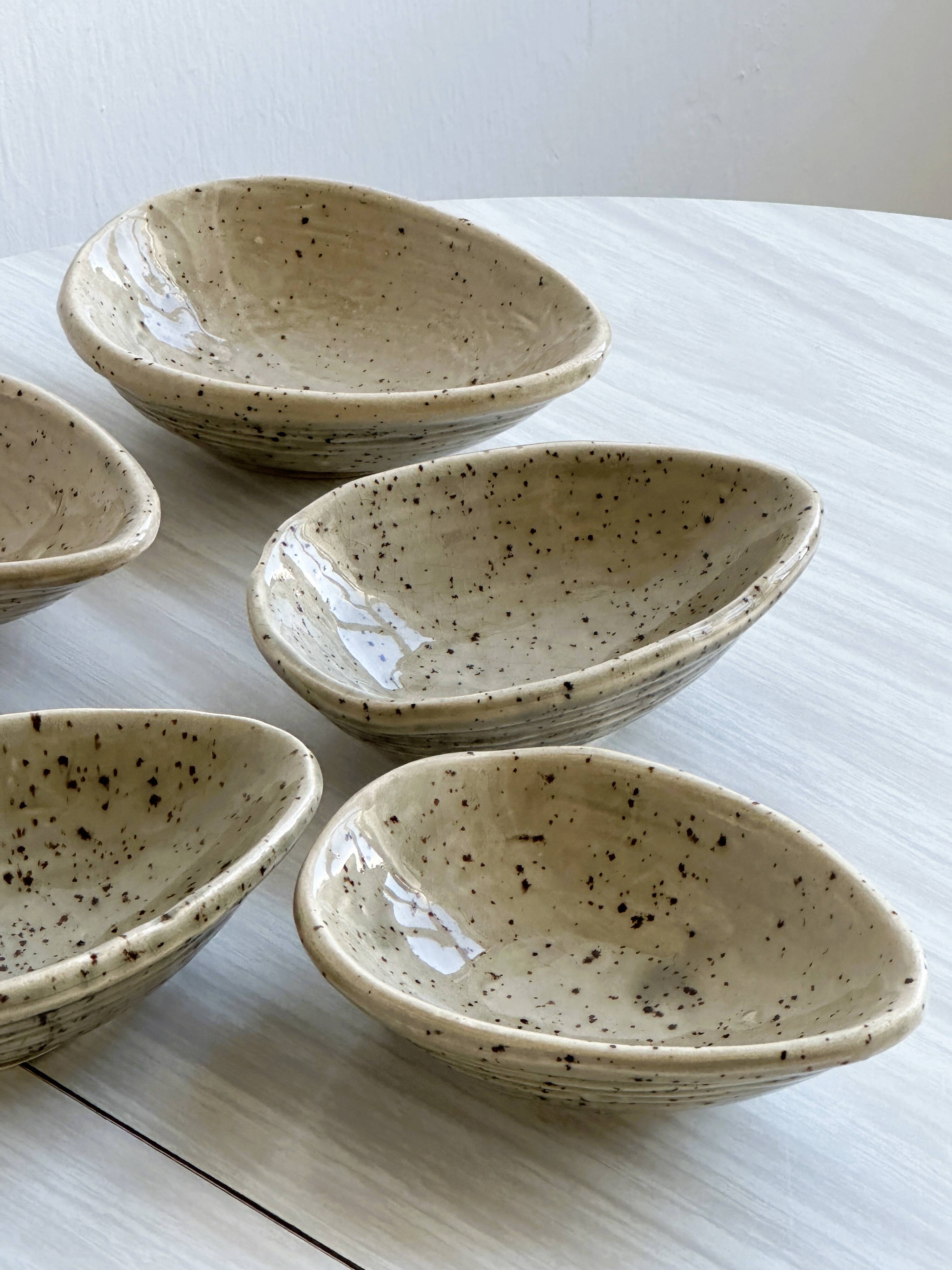 5 spotted pyrite sandstone bowls