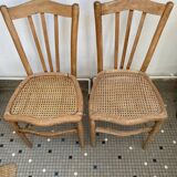 Pair of caned bistro chairs