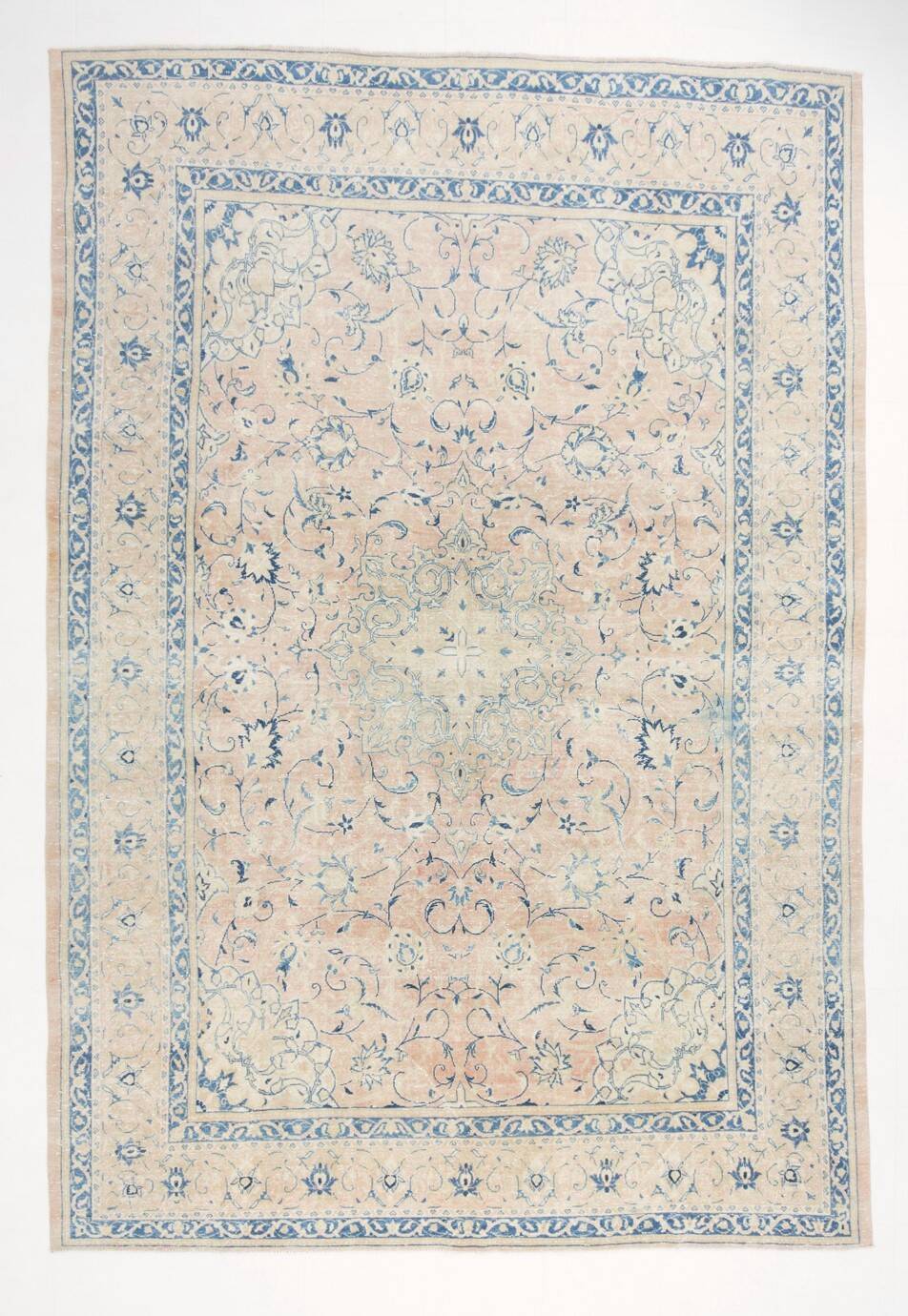 12x15 Soft Beige & Blue Classic Vintage Persian Rug, 274x397 Cm