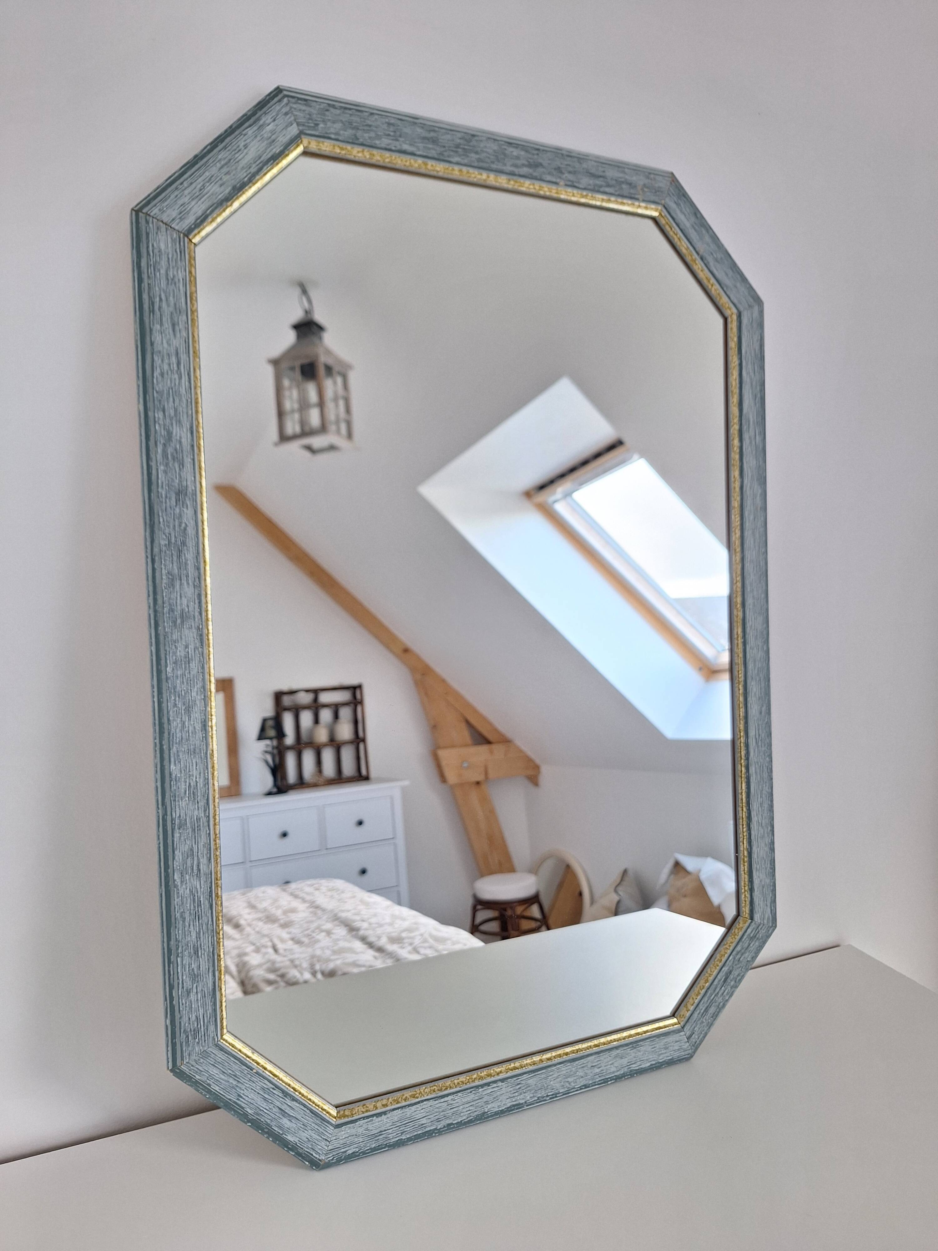 Vintage blue octagon mirror