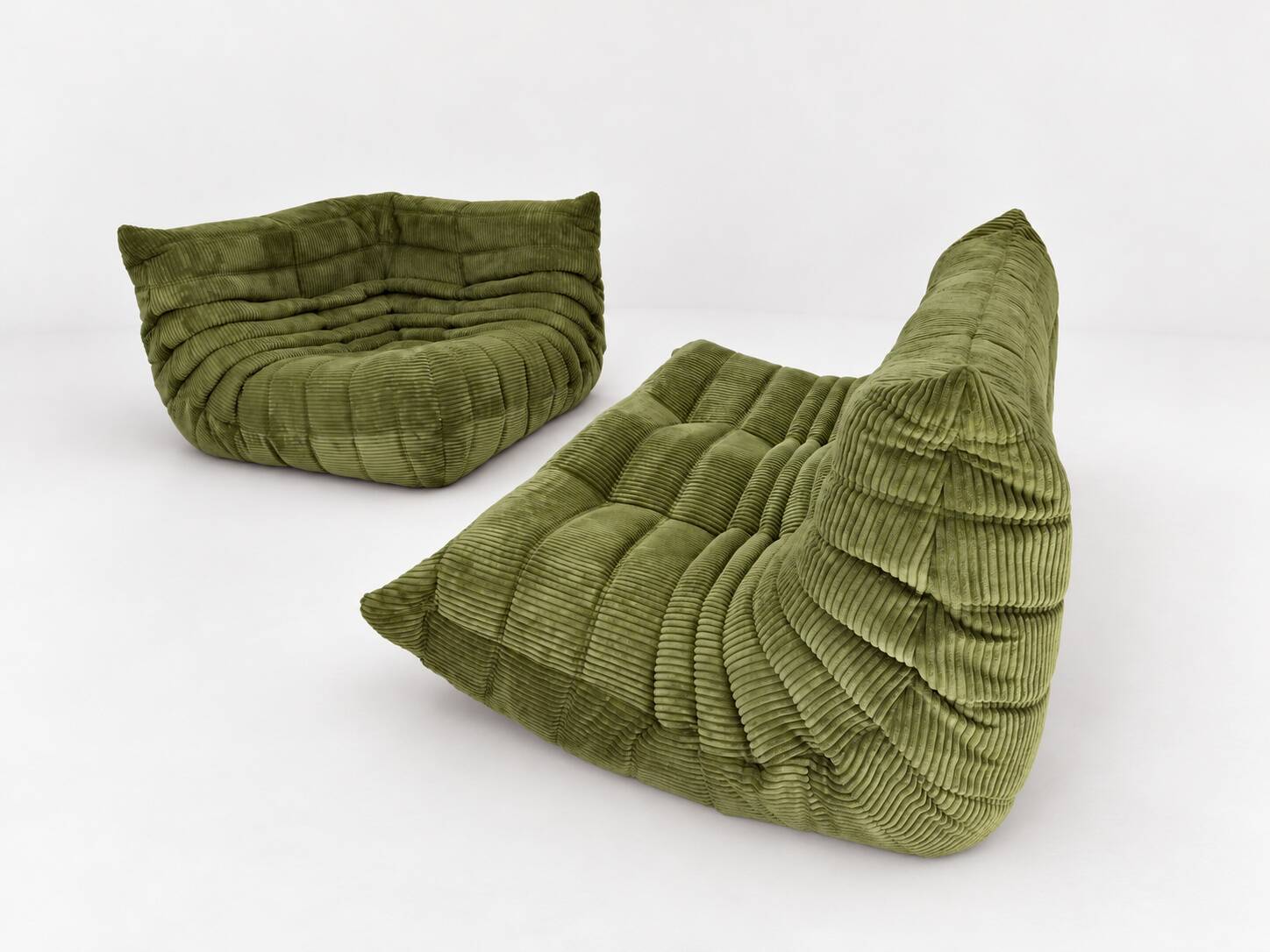 Michel Ducaroy for Ligne Roset Olive Togo 2-seat Sofa and corner seat, Set of 2