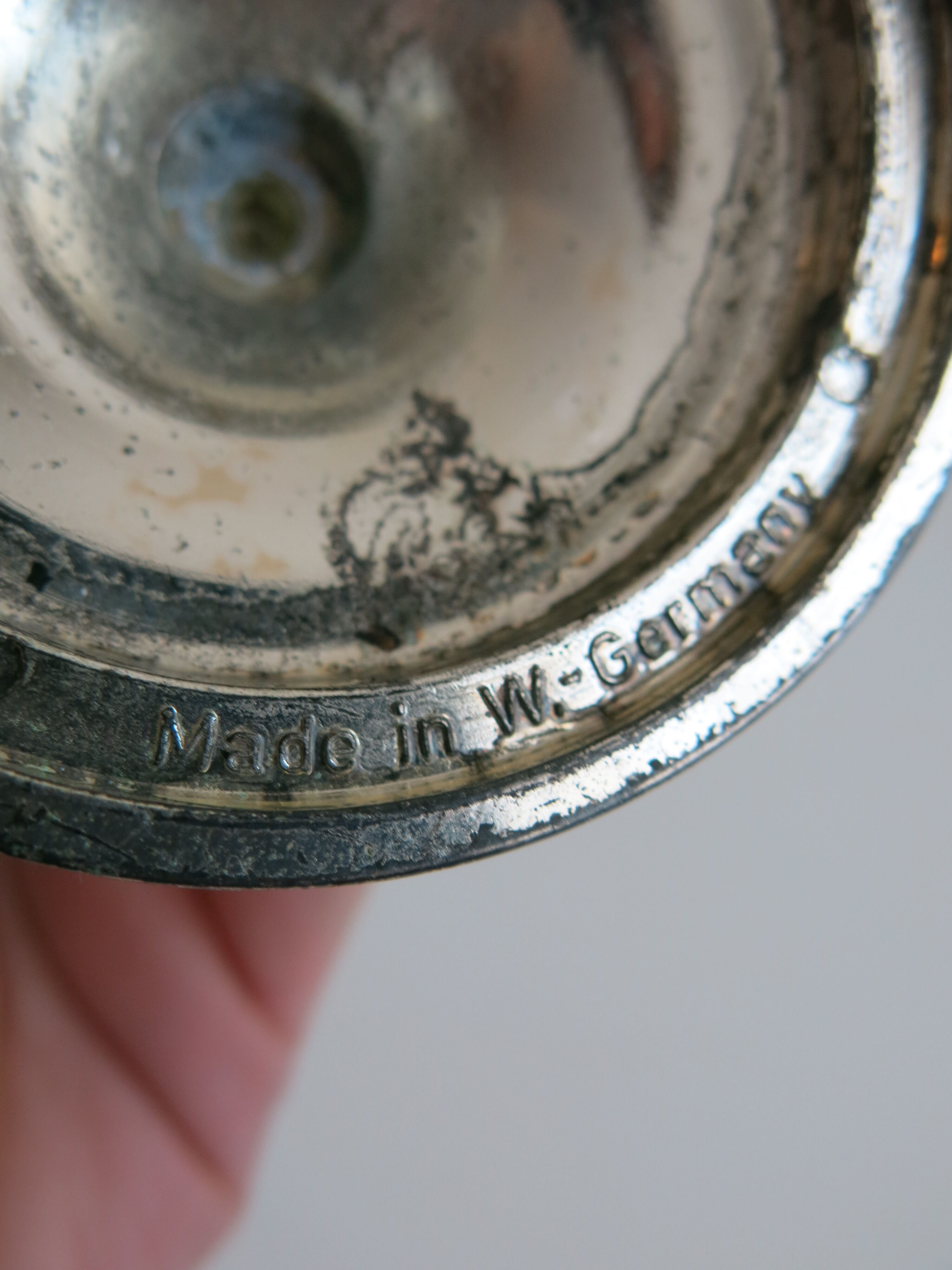 Right candle holder in silver metal from BMF West-Germany