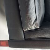 Scandinavian sofa in black leather, early 1970s