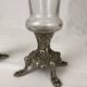 Paire de vases soliflore en verre emaille pied griffe en régule napoleon III