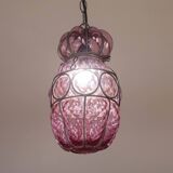 Plum colour Venetian Lantern, Seguso Murano Glass, Italy, 1950s