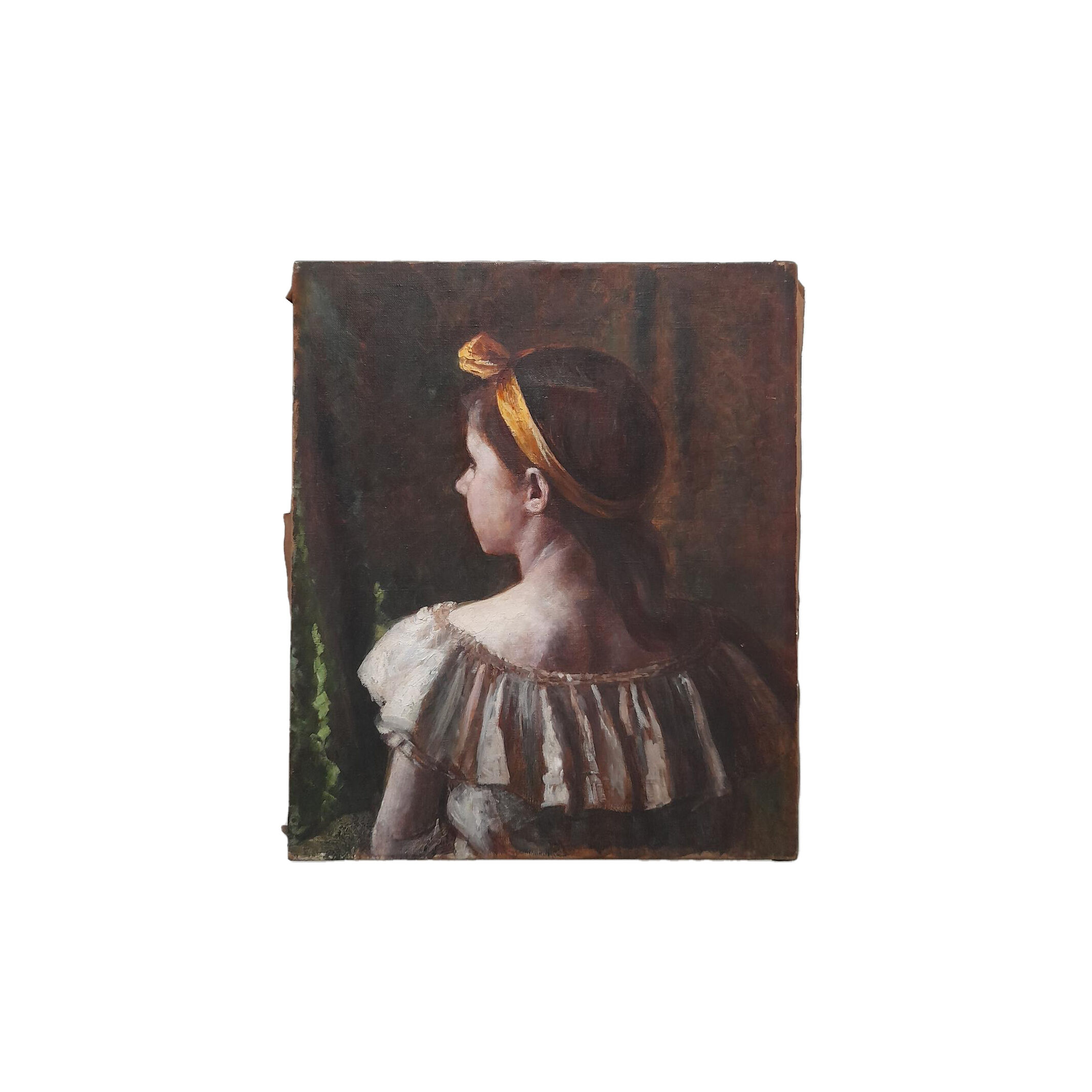 Oil on canvas portrait young girl