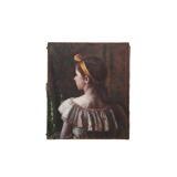 Huile sur toile portrait jeune fille