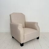 Vintage German Art Deco Armhair in White Fabric, 1920s