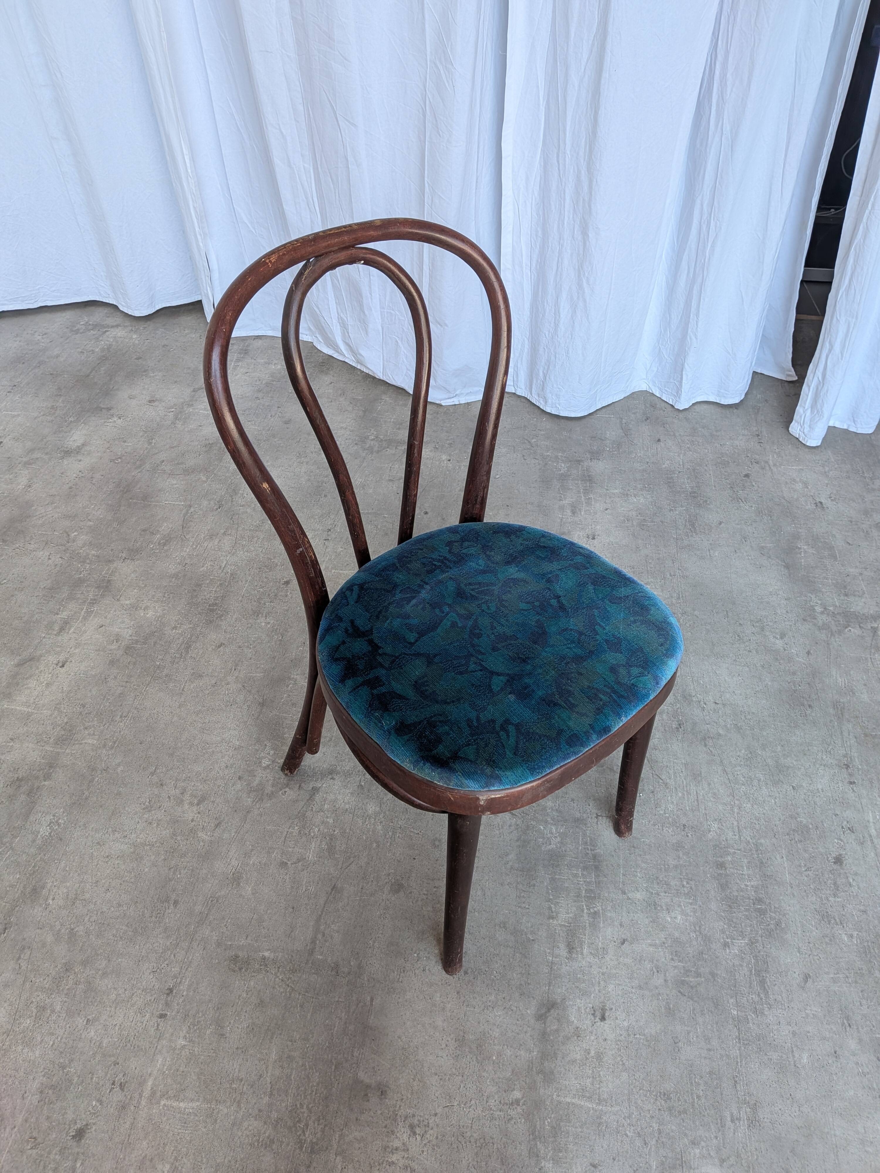 Vintage Bentwood Chair with Upholstered Seat / Thonet Style Dining Chair /