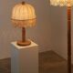 Lampe de table en bois et textile de Suède
