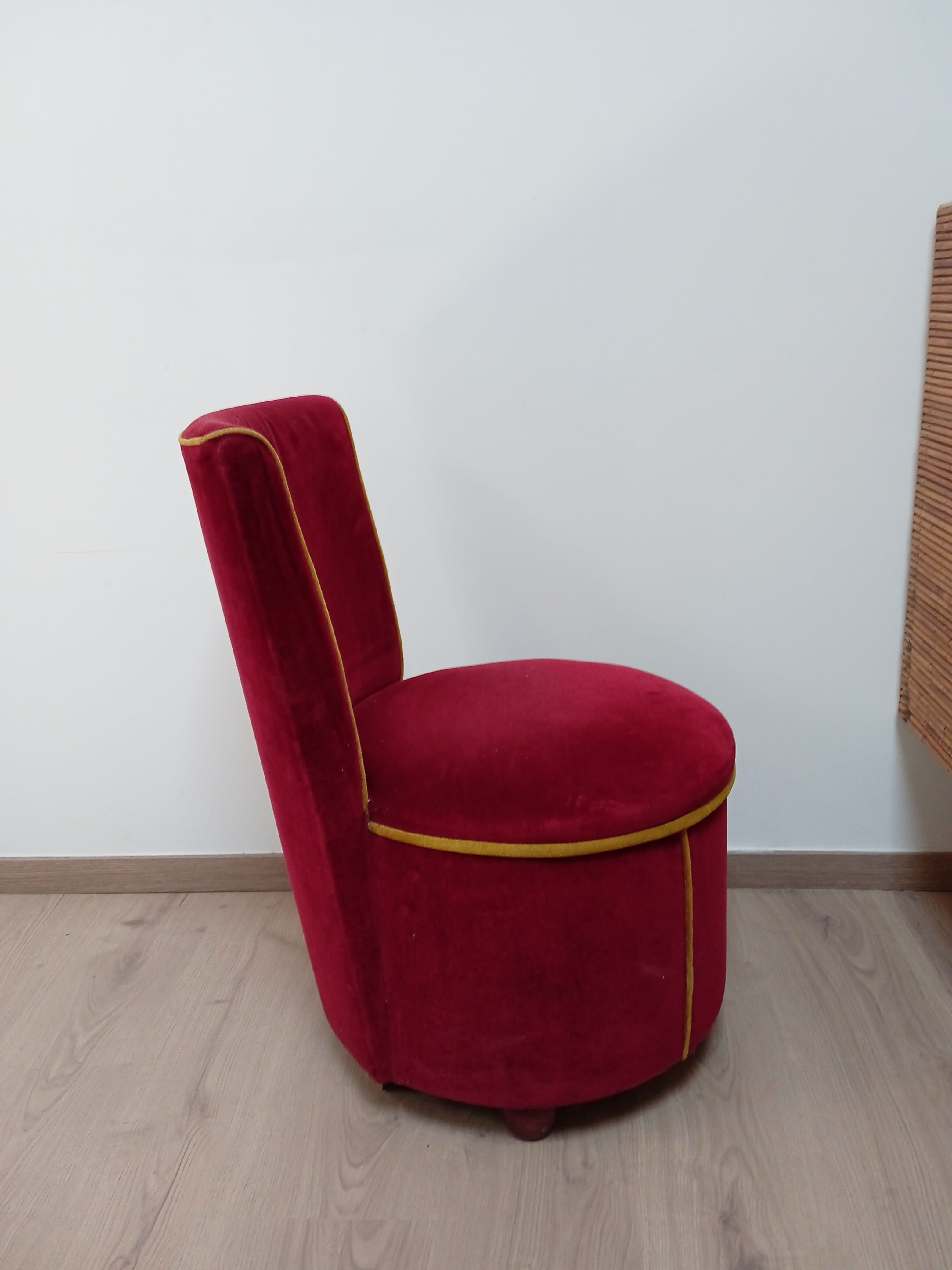 Pair of cabaret armchairs red velvet gold border