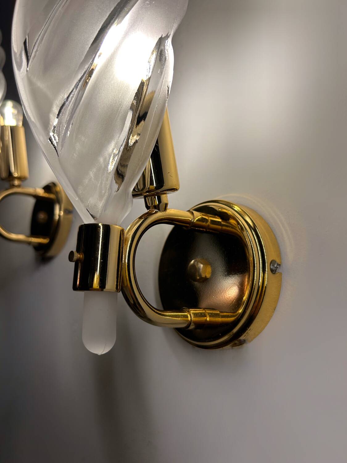 Italian design glass leaf wall lights from the 80s (X2)