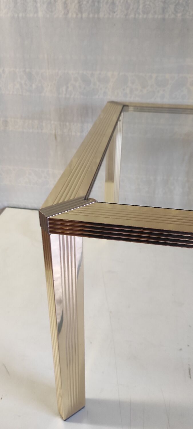 Gold metal and glass coffee table - 70s/80s