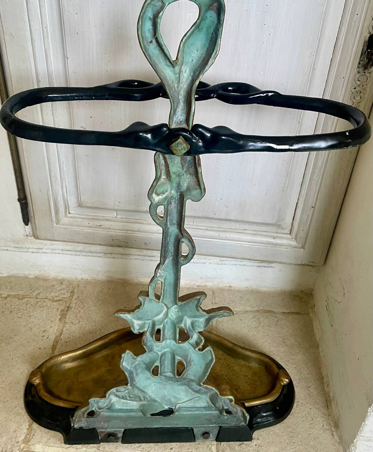 Art Nouveau cast iron umbrella stand