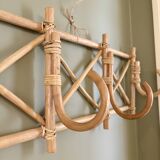 Vintage rattan wall coat rack