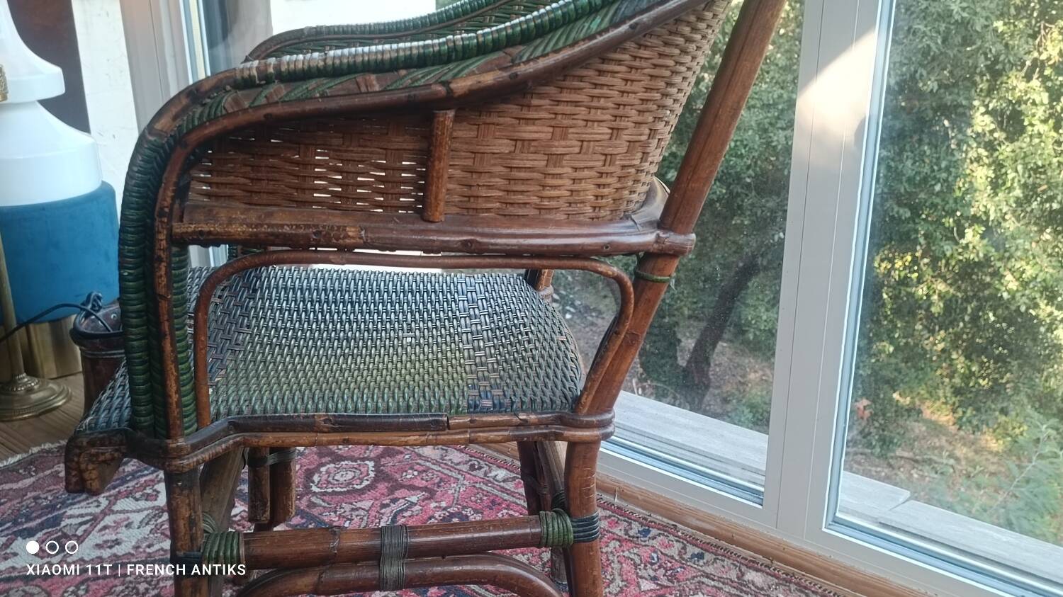 Vintage wicker and rattan bridge chair
