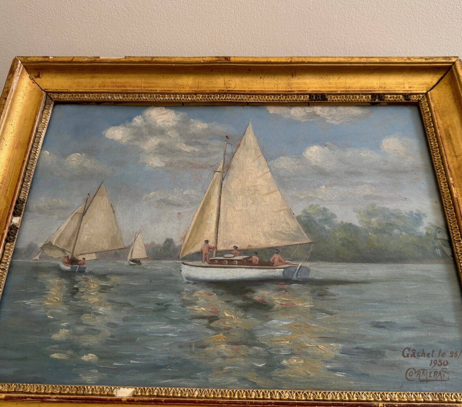 Aquarelle représentant une régate à Gâchet par Cormerais 1930