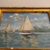 Watercolor representing a regatta at Gâchet by Cormerais 1930