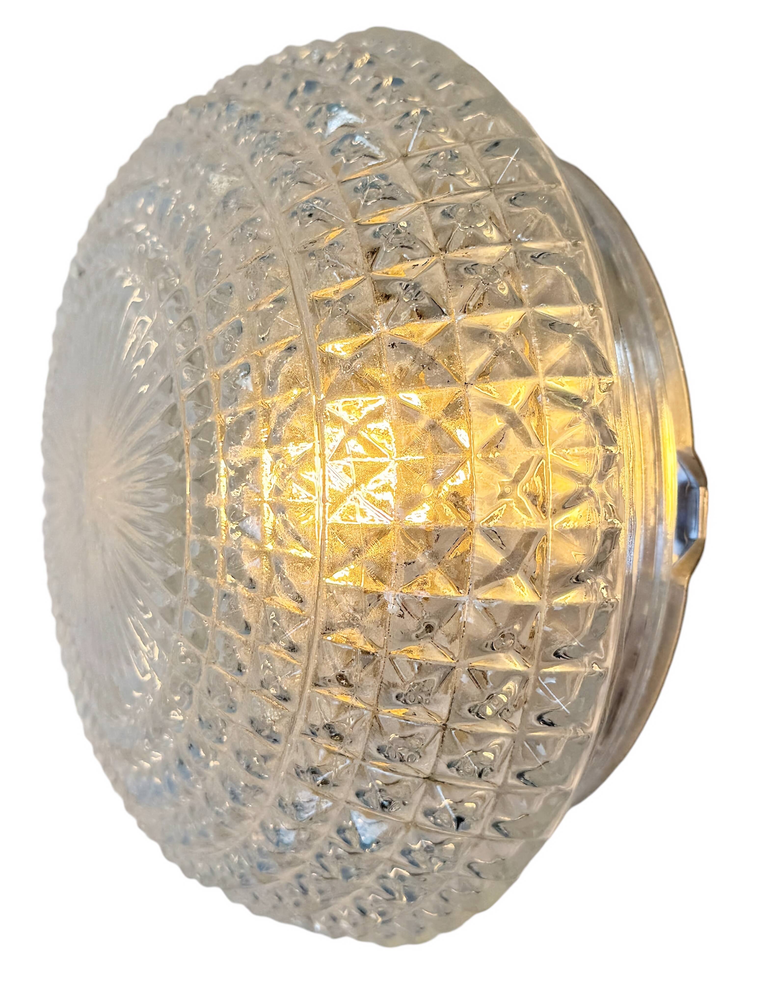 Vintage Glass Wall or Ceiling Light, 1970s