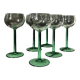 6 Alsace wine glasses, translucent emerald green foot, J.G Durand & Cie, Luminarc