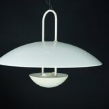 Vintage 1990s White Pendant Lamp with Glass Top Shade. Italy