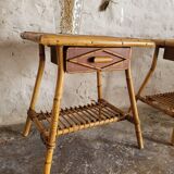 Pair of vintage rattan bedside tables