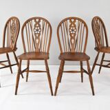4 chaises Victoriennes anglaises Windsor, début du XXe siècle