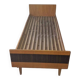 Double bed Mid-Century in brown and black wood, 1960s, Czech production.