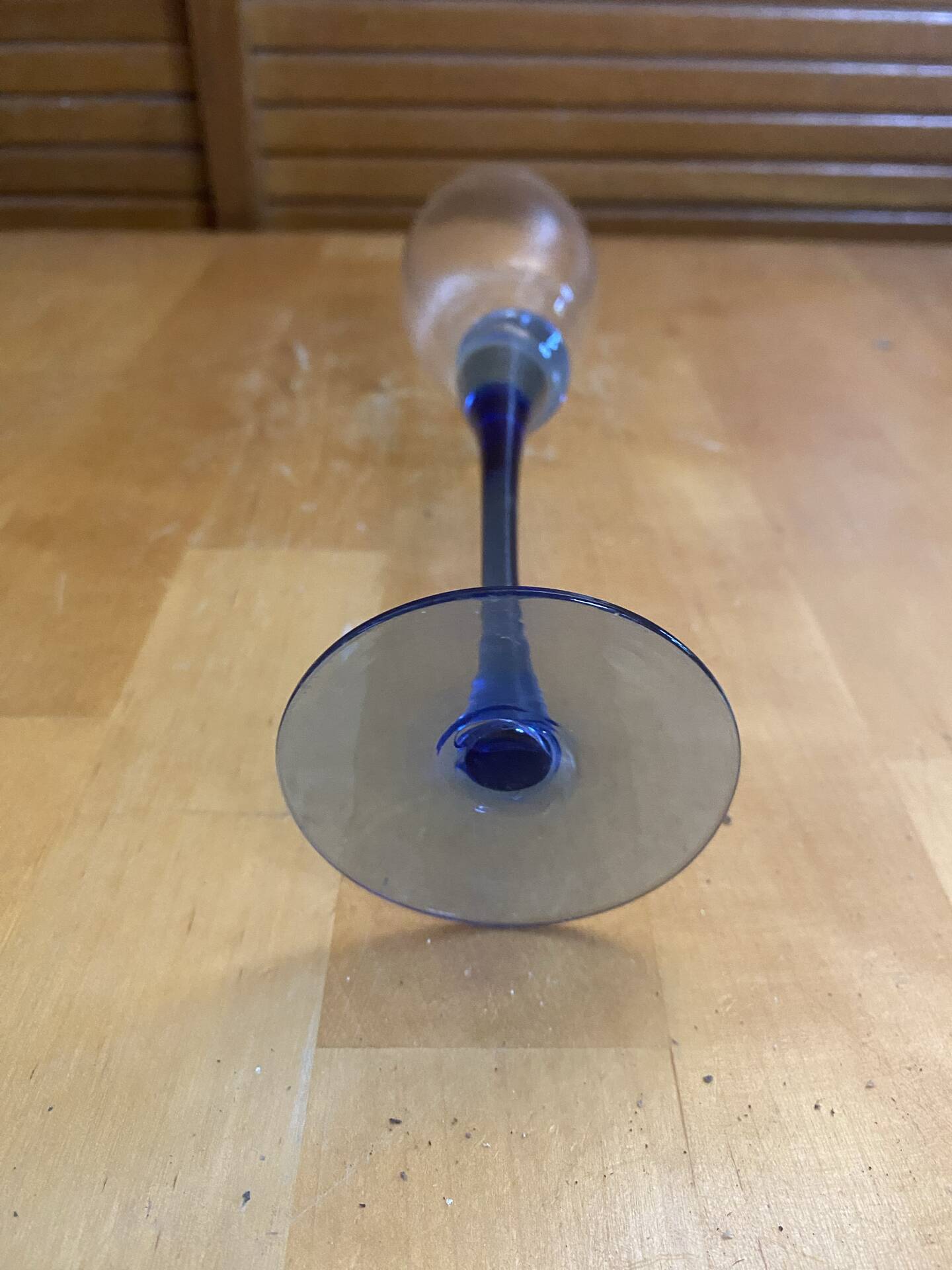 Set of 5 Champagne Flutes BORMIOLI ROCCO Moulded Glass + Vintage Blue Stem