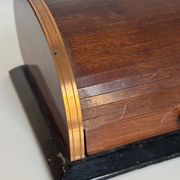 Vintage 1960 cigarette holder ashtray dispenser wood metal - 19 x 15 cm