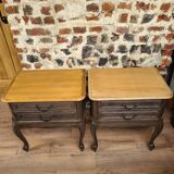 Pair of renovated solid wood bedside tables