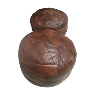 Pair of leather patchwork beanbags by DE SEDE