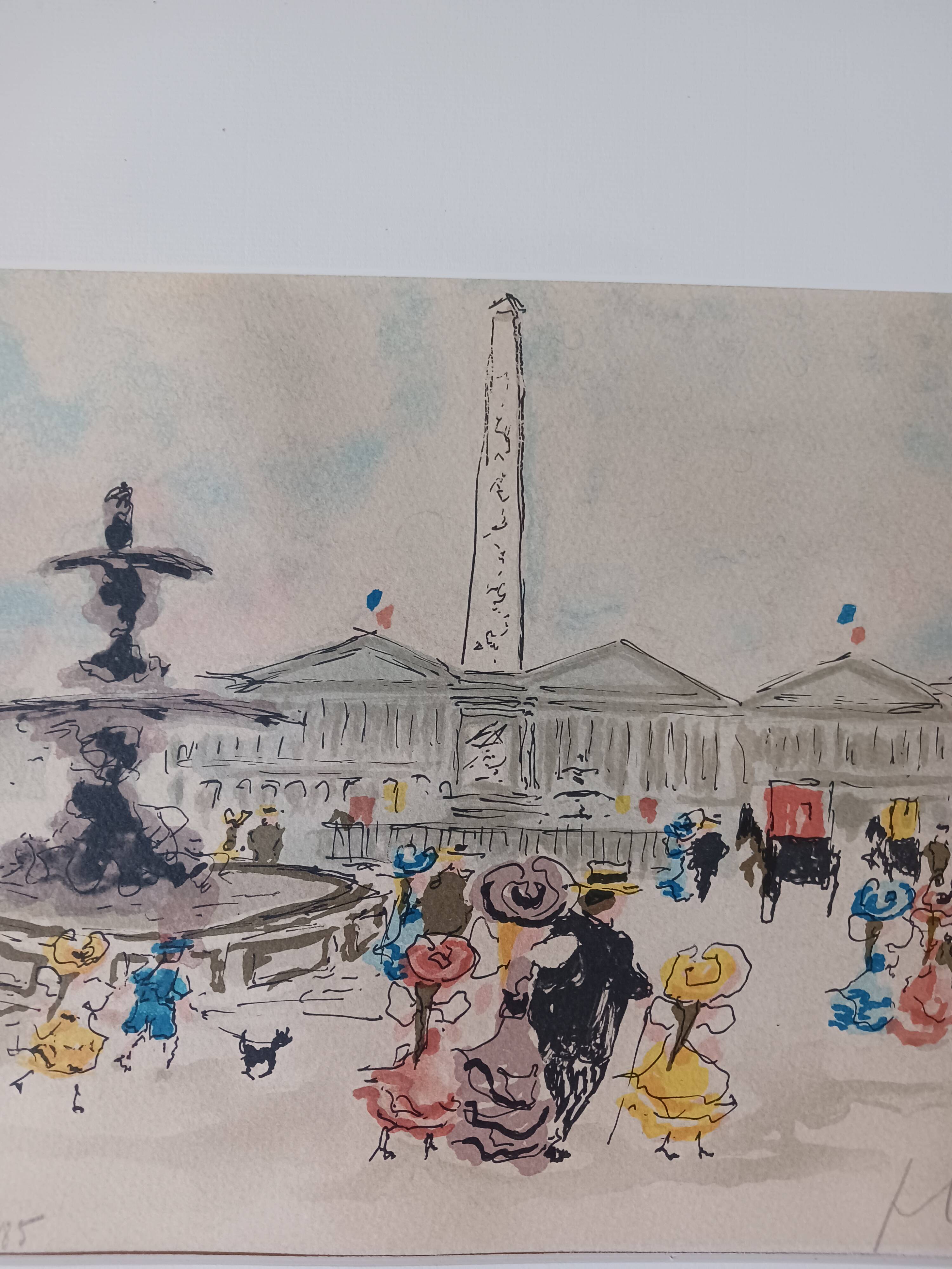 Lithograph of Paris, by Urbain Huchet