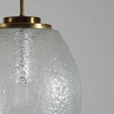 Vintage brass and frosted glass suspension, mid-century style, Doria Germany.